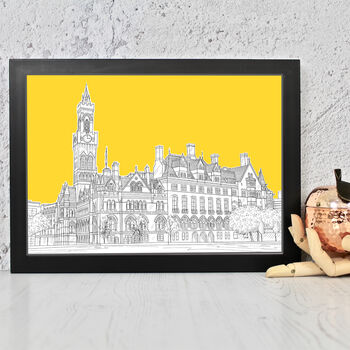 Bradford City Hall Architectural Drawing Print, 9 of 10