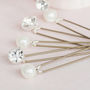 Set Of Five Pearl And Diamante Wedding Hairpins, thumbnail 3 of 7