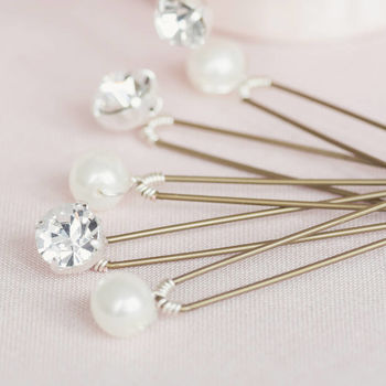 Set Of Five Pearl And Diamante Wedding Hairpins, 3 of 7
