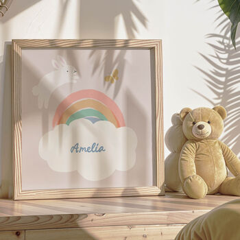 Personalised Name Chasing Butterflies Nursery Print, 2 of 3