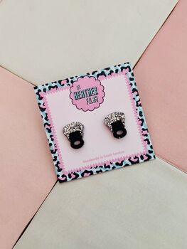 Zip Glitter Resin Studs / Sewing Lover Gift / Craft Inspired Jewellery / Fun Statement Accessories, 4 of 4