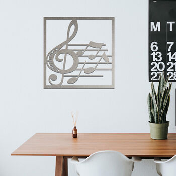 Metal Treble Clef And Notes Square Frame Wall Art Decor, 5 of 11