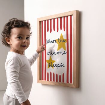 Boys Personalised Initial Moon And Stars Print Set For Bedroom, Nursery Or Playroom, 2 of 7