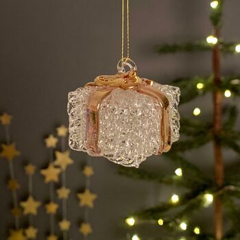 Glass Present Hanging Christmas Decoration, 2 of 2