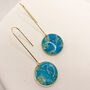 Turquoise Marbled Circle Drop, Clay And Resin Earrings, thumbnail 4 of 12