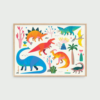 Dinosaurs On Cream Fine Art Print, 3 of 3