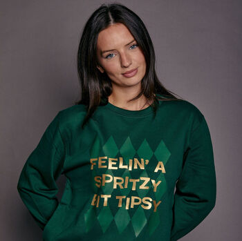 Spritzy Bit Tipsy Slogan Christmas Sweatshirt, 5 of 8