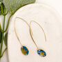 Blue Green And Gold Foil Circle Drop Earrings For Her, thumbnail 2 of 10