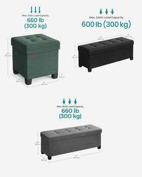 Foldable Storage Ottoman Footrest Bench, 2 of 9