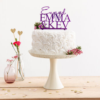 Personalised 'Engaged' Name Cake Topper, 2 of 3