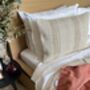 Oblong, Natural, Hemp, Neutral, Woven, Grain Sack, Striped Cushion With Cotton Reverse Duo Of Brown Stripes, thumbnail 1 of 5