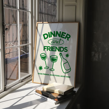 Dinner And Friends Retro Hand Drawn Illustration Print, 9 of 10