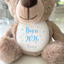 Personalised Born In 2026 Brown Teddy Bear New Baby Arrival Gift, thumbnail 3 of 7