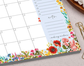 Blue Floral Monthly Desk Planner Pad, 3 of 4