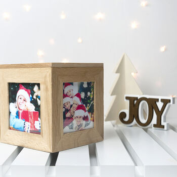 Personalised Oak Christmas Photo Cube Keepsake Box, 4 of 4