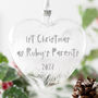 Personalised 1st Christmas As Parents Heart Bauble, thumbnail 1 of 4