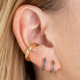 Blue Stone Single Cartilage Hoop Earring, 7mm, thumbnail 2 of 5