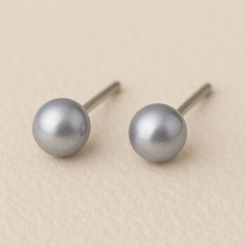 Sterling Silver Grey Freshwater Pearl Stud Earrings, 3 of 6