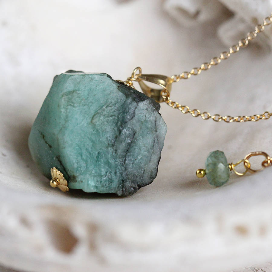 Raw Emerald Stone Necklace By Artique Boutique | notonthehighstreet.com