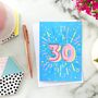 Rose Gold Blue 30th Birthday Card, thumbnail 4 of 5
