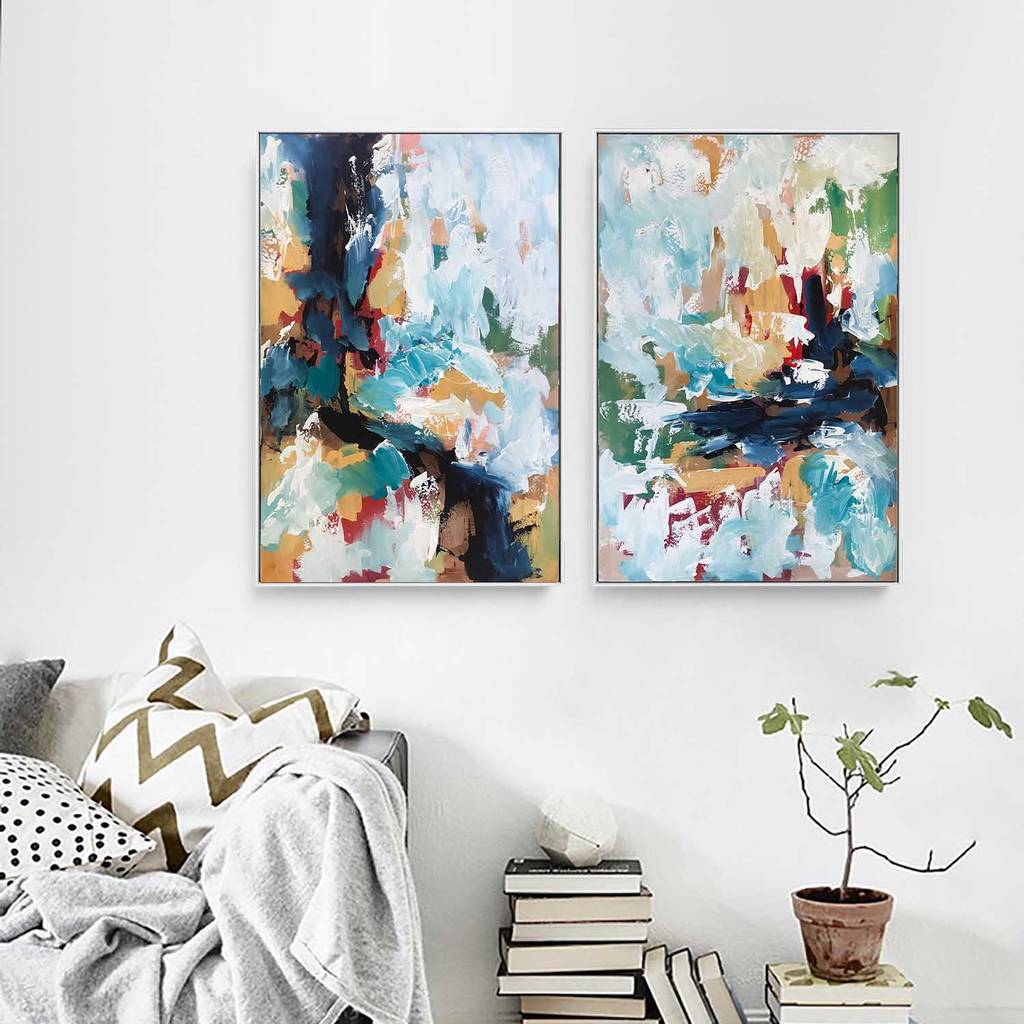 Set Of Two Original Abstract Paintings By Omar Obaid By Abstract House ...