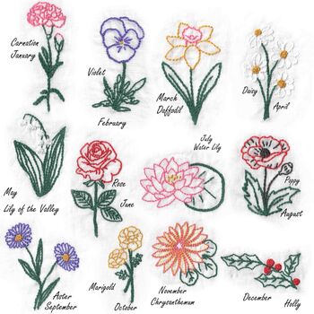 Birth Flower Wheat Heat Bag Embroidery Kit Craft Gift, 3 of 6