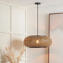 Large Black And Natural Rattan Pendant Ceiling Light, thumbnail 1 of 9