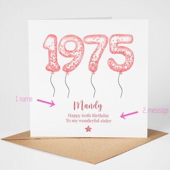 Pink Balloon 50th Birthday Card Year You Were Born, 2 of 5