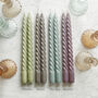 Set Of Two Twisted Coloured Taper Candles, thumbnail 3 of 9