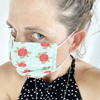 Floral Cotton Facemask With Nose Wire And Filter Pocket, 3 of 5