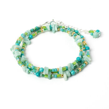 Amazonite And Turquoise Beaded Wrap Bracelet, 4 of 5