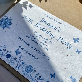 Pack Of Invitations On Plain Or Plantable Card, 4 of 6