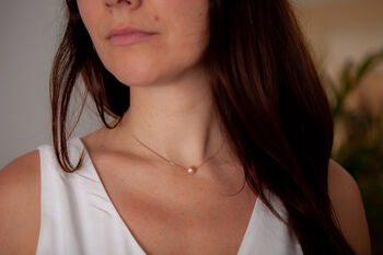 Monroe Floating Pearl Rose Gold Necklace, 3 of 5