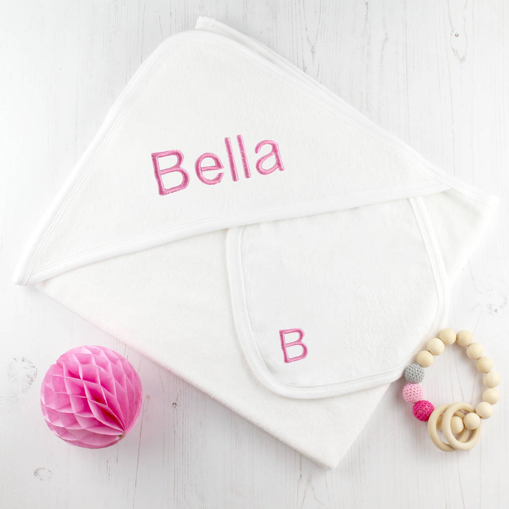 Personalised Hooded Baby Towel Gift Set By Betty Bramble