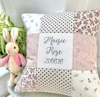 Personalised Sparkly Name And Date Cushion, 4 of 11