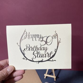 Personalised 50th Silver Papercut Birthday Card, 6 of 11