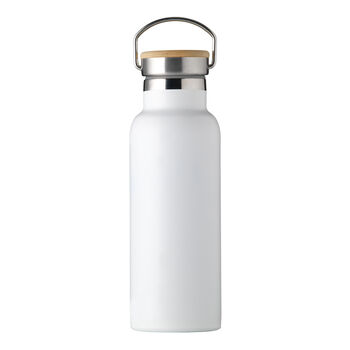 Recycled Stainless Steel 500ml Bamboo Lid Water Bottle, 12 of 12