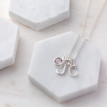 August Peridot Swarovski Crystal Birthday Birthstone And Initial Necklace, 4 of 7