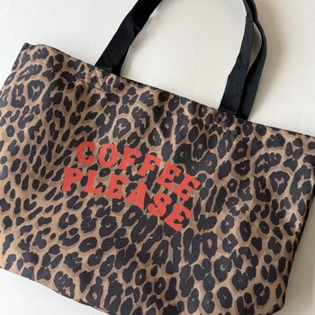 Coffee Please Leopard Print Shopper Bag, 2 of 2