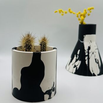 Graffiti Round Decorative Pot Black And White, 6 of 8