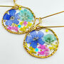 Pink And Blue Flowers Dangle Earrings Silver Or Gold, thumbnail 1 of 8