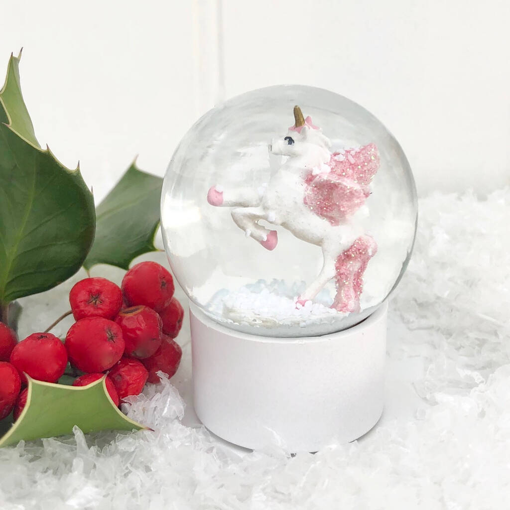 Christmas Unicorn Snow Globe By Pink Pineapple Home & Gifts