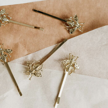 Tory Gold Bee Hair Slides Pack Of Two, 2 of 2