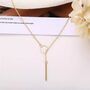 Bar Drop Circle Y Shape Silver Plated Lariat Necklace, thumbnail 7 of 10