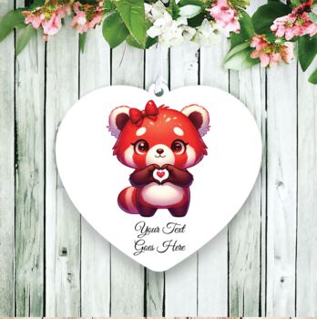 Personalised Cute Red Panda Love Heart Hand, 2 of 2