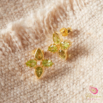 Red Garnet Gold Plated Star Shaped Studs, 5 of 9