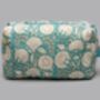 Majha Floral Pattern Quilted Cotton Washbag In Aqua, thumbnail 1 of 5