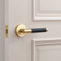 Brass Gold, Silver And Black Leather Door Lever Handles, thumbnail 5 of 8