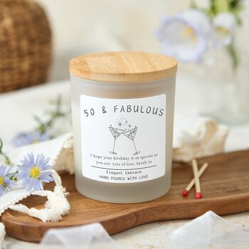 50th Birthday Personalised Candle Gift For Her, Fifty And Fabulous, 9 of 9