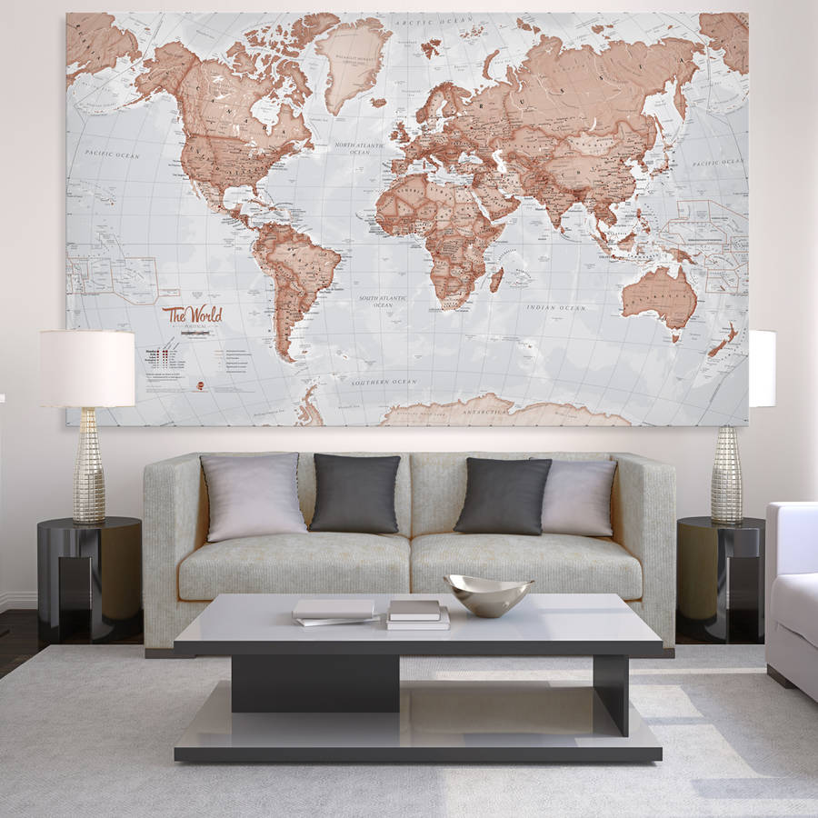 giant sized canvas world map by maps international | notonthehighstreet.com